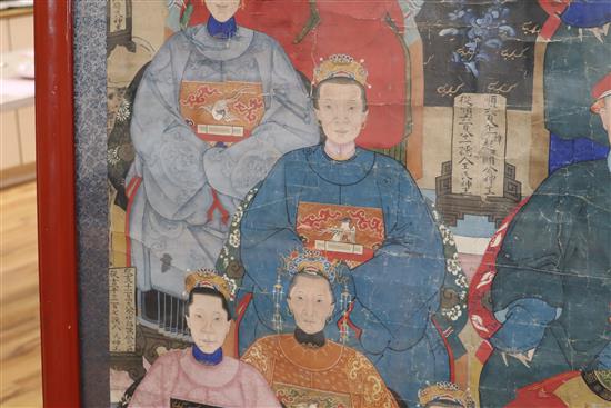 A 19th century Chinese ancestor portrait, gouache on paper, 136 x 86cm